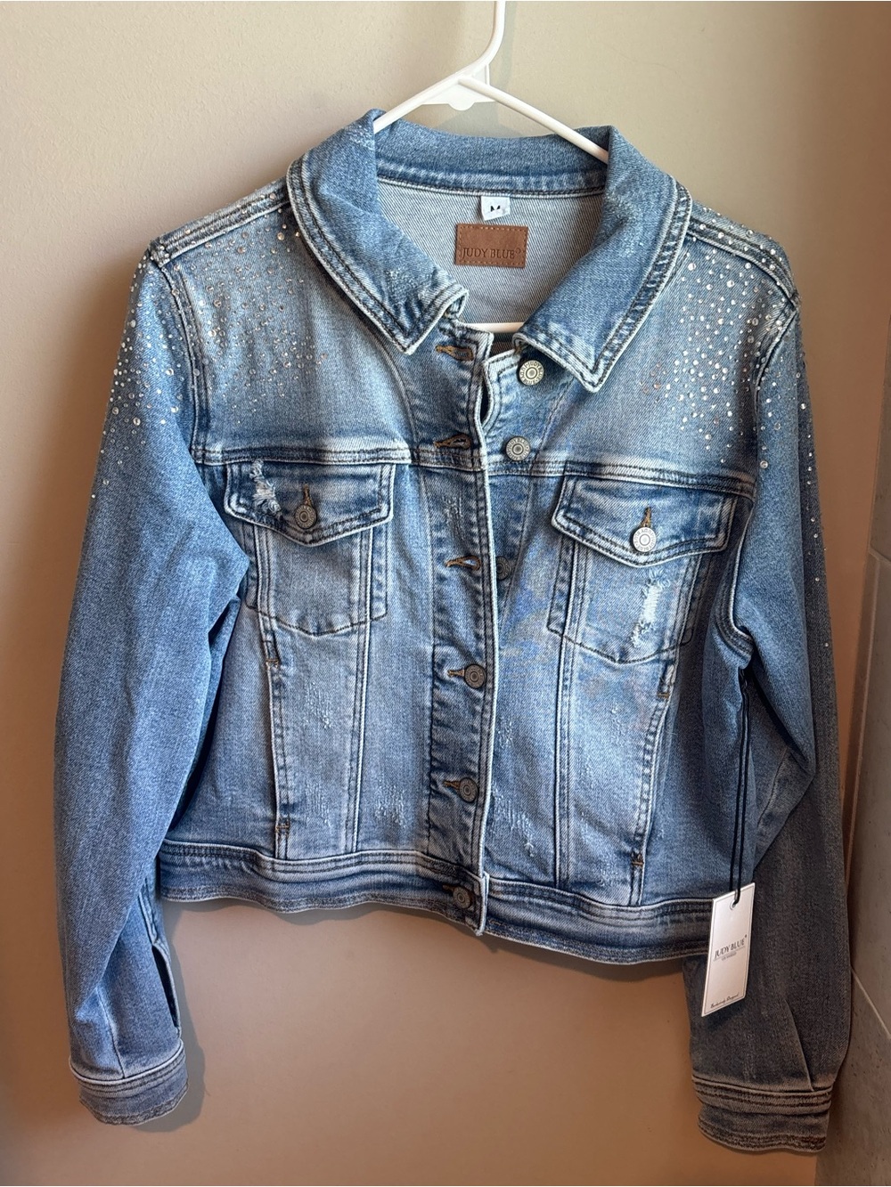 Judy Blue Light Blue Rhinestone Embellished Denim Jacket